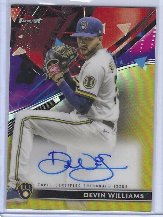 DEVIN WILLIAMS 2021 TOPPS FINEST GOLD REFRACTOR AUTO #D 25/50