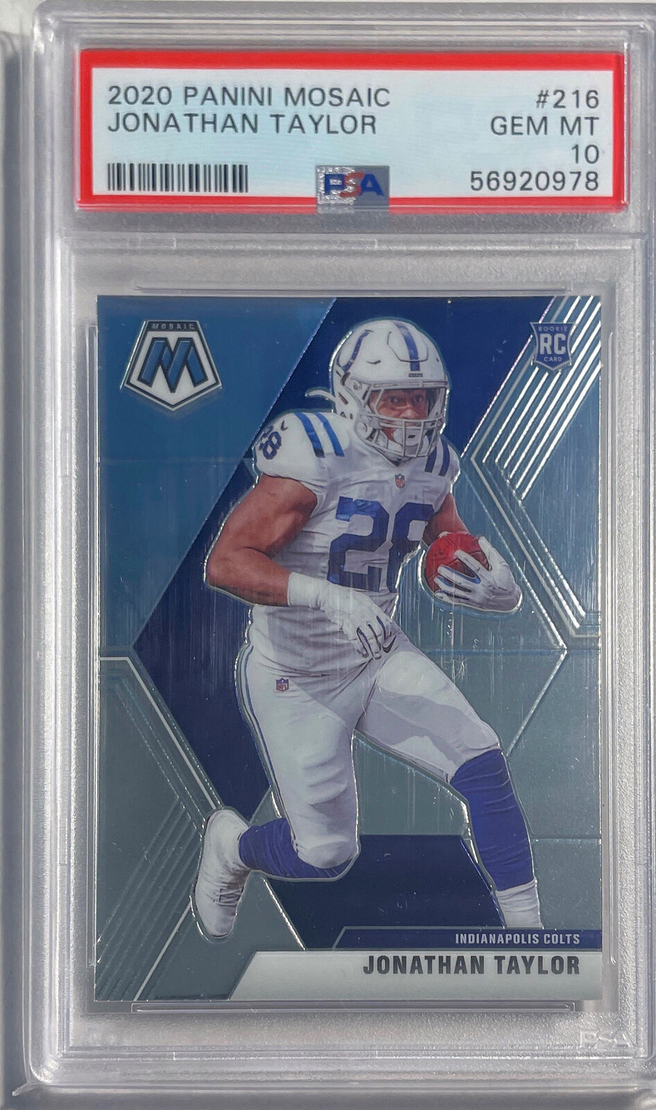 JONATHAN TAYLOR 2020 PANINI MOSAIC ROOKIE RC #216 PSA 10 GEM MINT