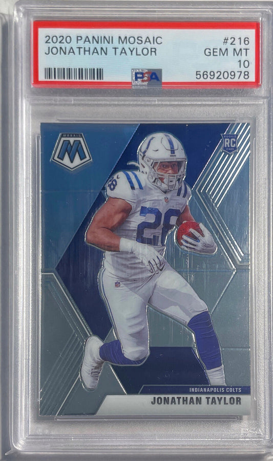 JONATHAN TAYLOR 2020 PANINI MOSAIC ROOKIE RC #216 PSA 10 GEM MINT