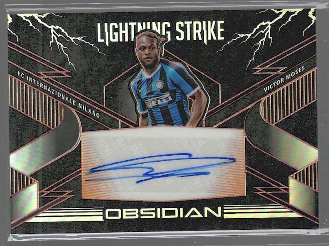 VICTOR MOSES 2020-21 PANINI OBSIDIAN LIGHTNING STRIKE ORANGE ETCH AUTO #D 46/50