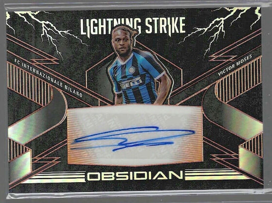 VICTOR MOSES 2020-21 PANINI OBSIDIAN LIGHTNING STRIKE ORANGE ETCH AUTO #D 46/50