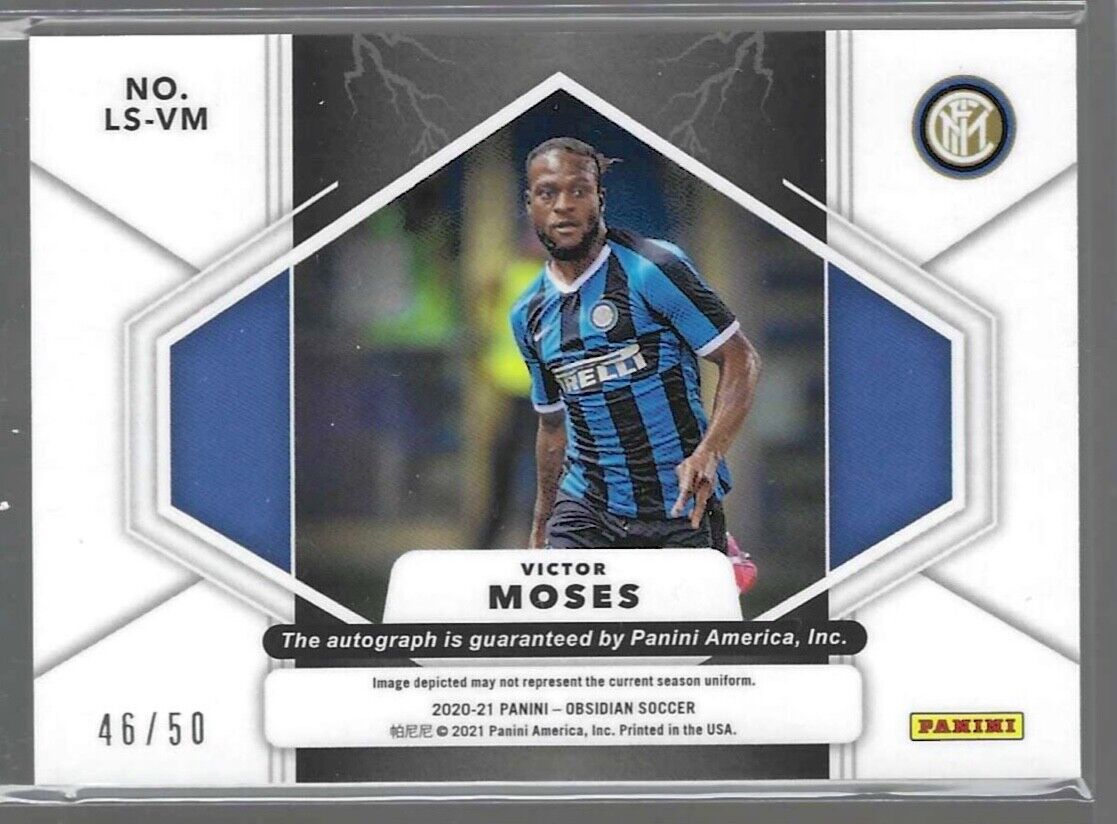 VICTOR MOSES 2020-21 PANINI OBSIDIAN LIGHTNING STRIKE ORANGE ETCH AUTO #D 46/50