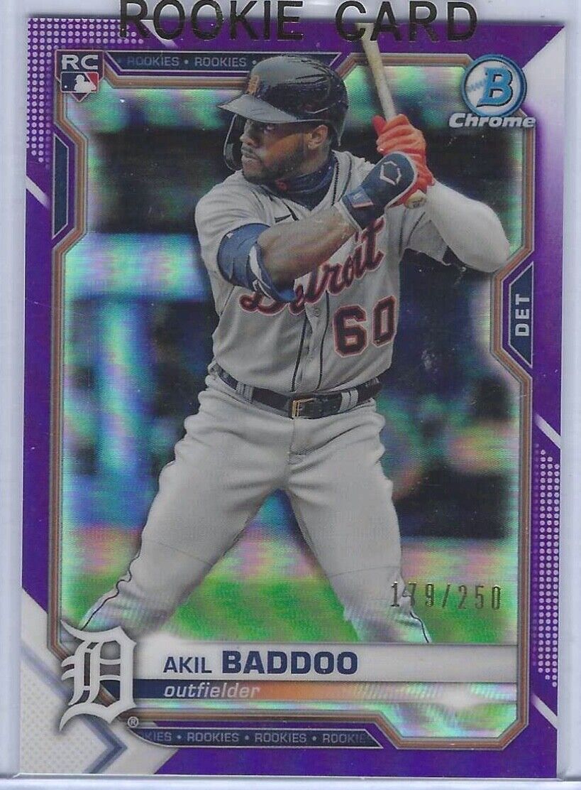 AKIL BADDOO 2021 BOWMAN CHROME PURPLE REFRACTOR RC #D 179/250