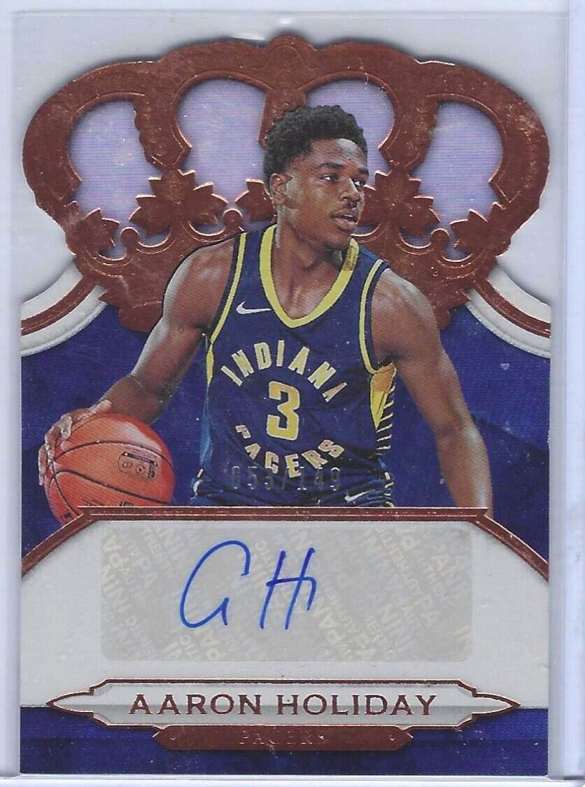 AARON HOLIDAY 2018-19 CROWN ROYALE BRONZE DIE CUT ROOKIE AUTO RC #D 053/149
