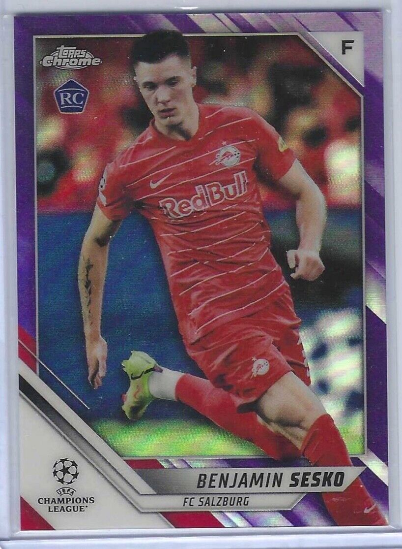 BENJAMIN SESKO 2021-22 TOPPS CHROME UCL PURPLE REFRACTOR ROOKIE RC #D 013/250