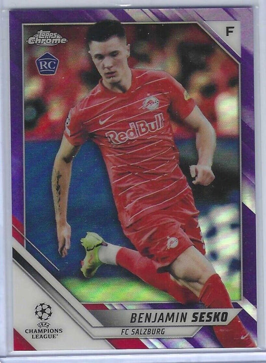 BENJAMIN SESKO 2021-22 TOPPS CHROME UCL PURPLE REFRACTOR ROOKIE RC #D 013/250