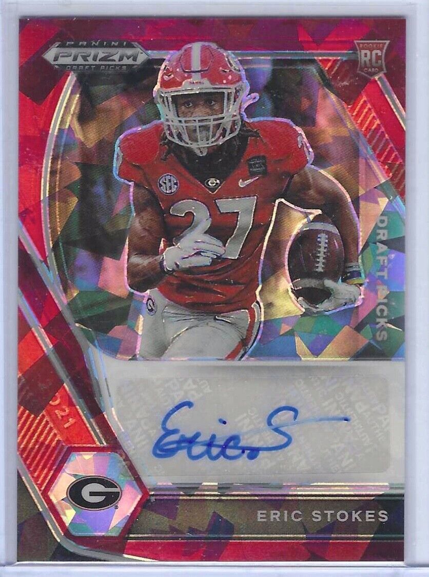 ERIC STOKES 2021 PANINI PRIZM DRAFT PICKS RED CRACKED ICE PRIZM AUTO RC #DPA-ERS