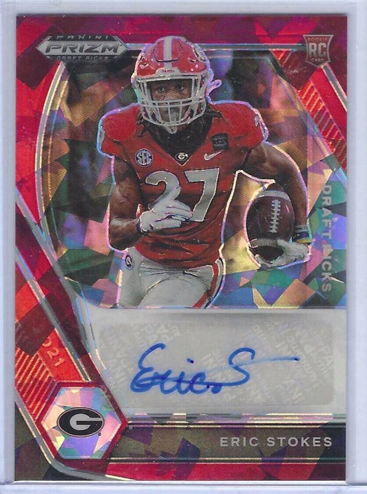 ERIC STOKES 2021 PANINI PRIZM DRAFT PICKS RED CRACKED ICE PRIZM AUTO RC #DPA-ERS