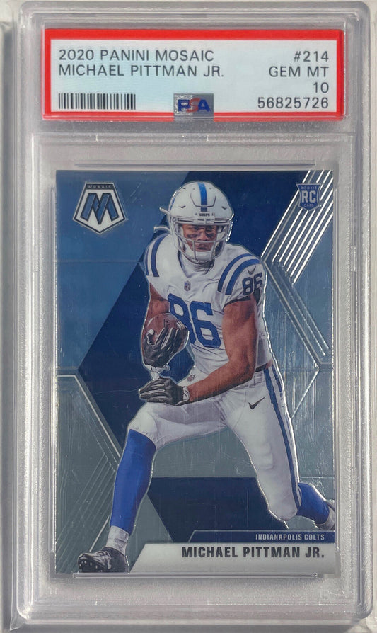 MICHAEL PITTMAN JR. 2020 PANINI MOSAIC ROOKIE RC #214 PSA 10 GEM MINT