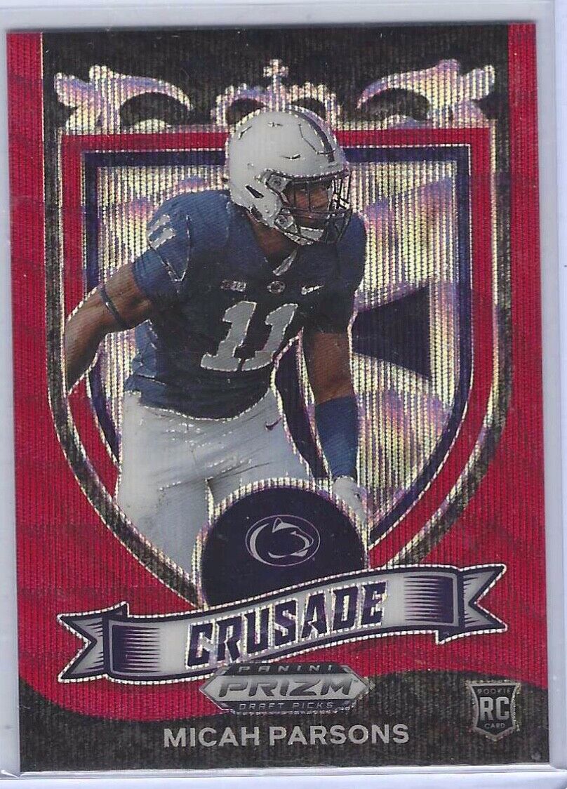 MICAH PARSONS 2021 PANINI PRIZM DRAFT PICKS RED WAVE PRIZM CRUSADE RC #175