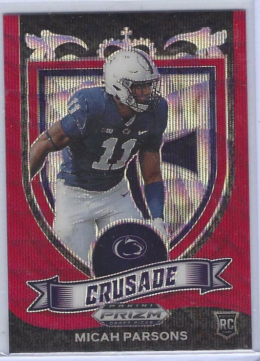 MICAH PARSONS 2021 PANINI PRIZM DRAFT PICKS RED WAVE PRIZM CRUSADE RC #175