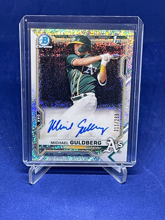 MICHAEL GULDBERG 2021 TOPPS CHROME 1ST SPECKLE SPARKLE PROSPECT AUTO #D 211/299