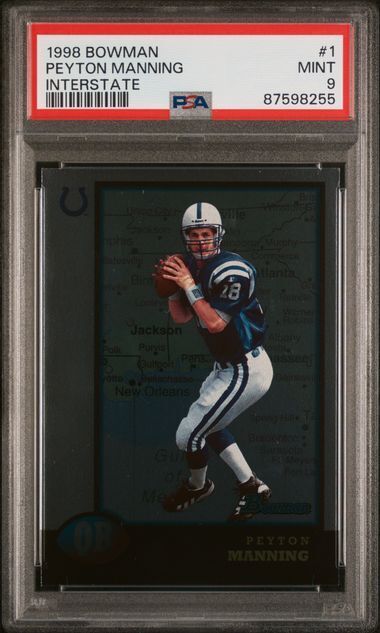 PEYTON MANNING 1998 BOWMAN INTERSTATE SP RARE ROOKIE RC #1 PSA 9 MINT