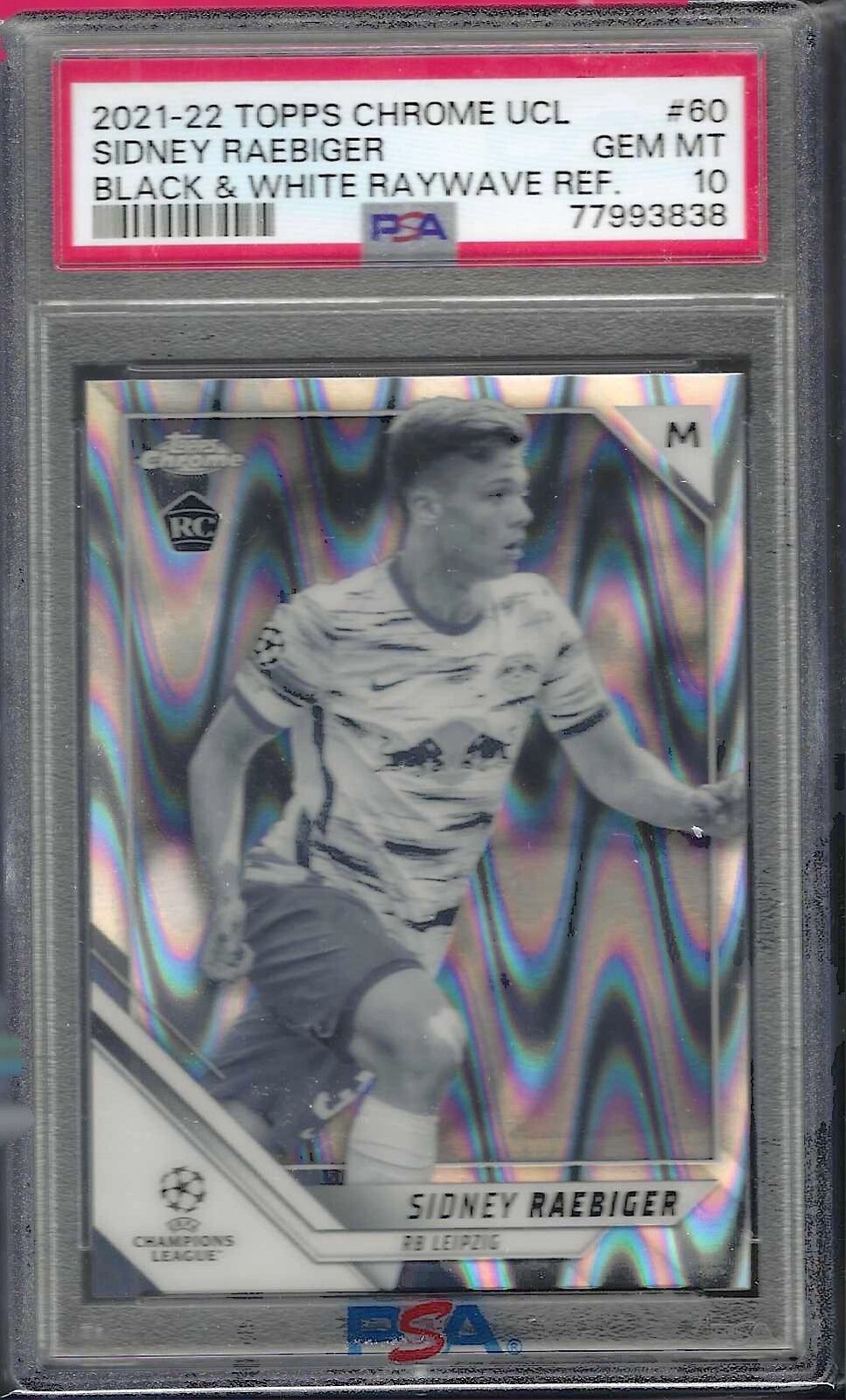 SIDNEY RAEBIGER 2021-22 TOPPS CHROME BLACK WHITE RAYWAVE RC #60 PSA 10 GEM MINT