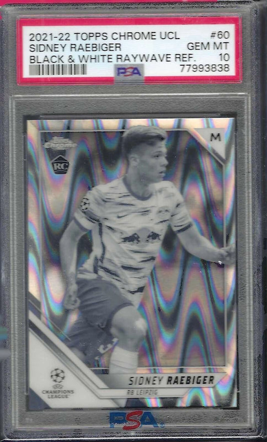 SIDNEY RAEBIGER 2021-22 TOPPS CHROME BLACK WHITE RAYWAVE RC #60 PSA 10 GEM MINT