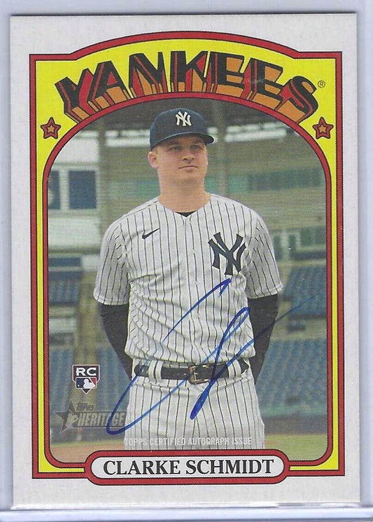 CLARKE SCHMIDT 2021 TOPPS HERITAGE REAL ONE BLUE INK ROOKIE AUTO RC #ROA-CSC