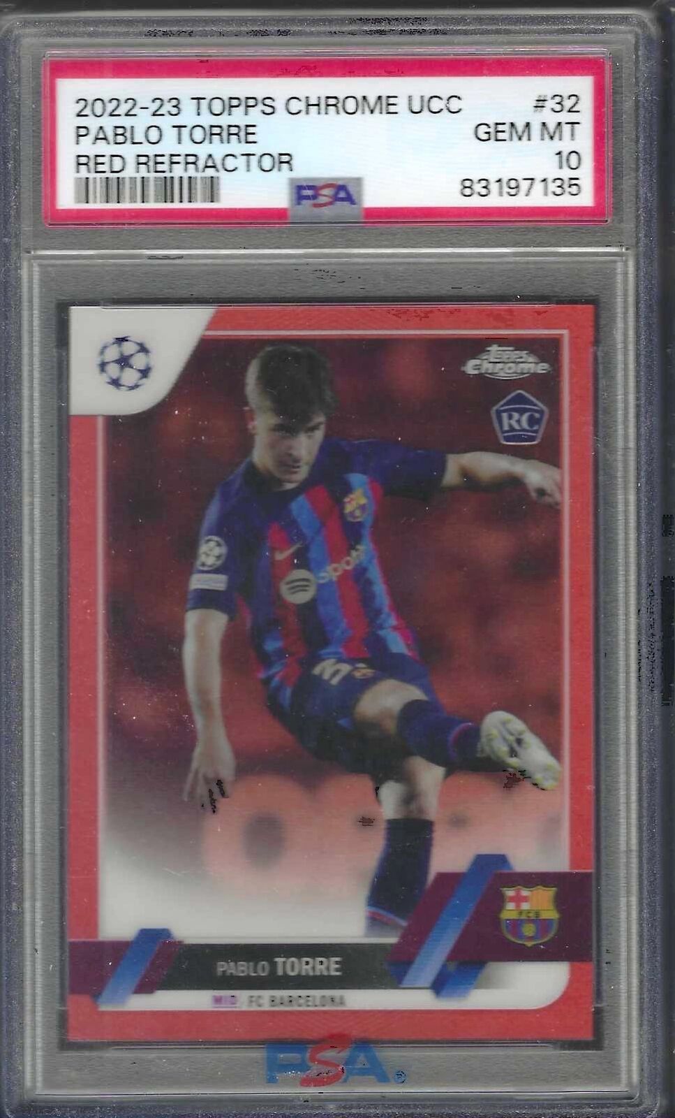 PABLO TORRE 2022-23 TOPPS CHROME RED REFRACTOR ROOKIE RC /5 PSA 10 GEM POP 2