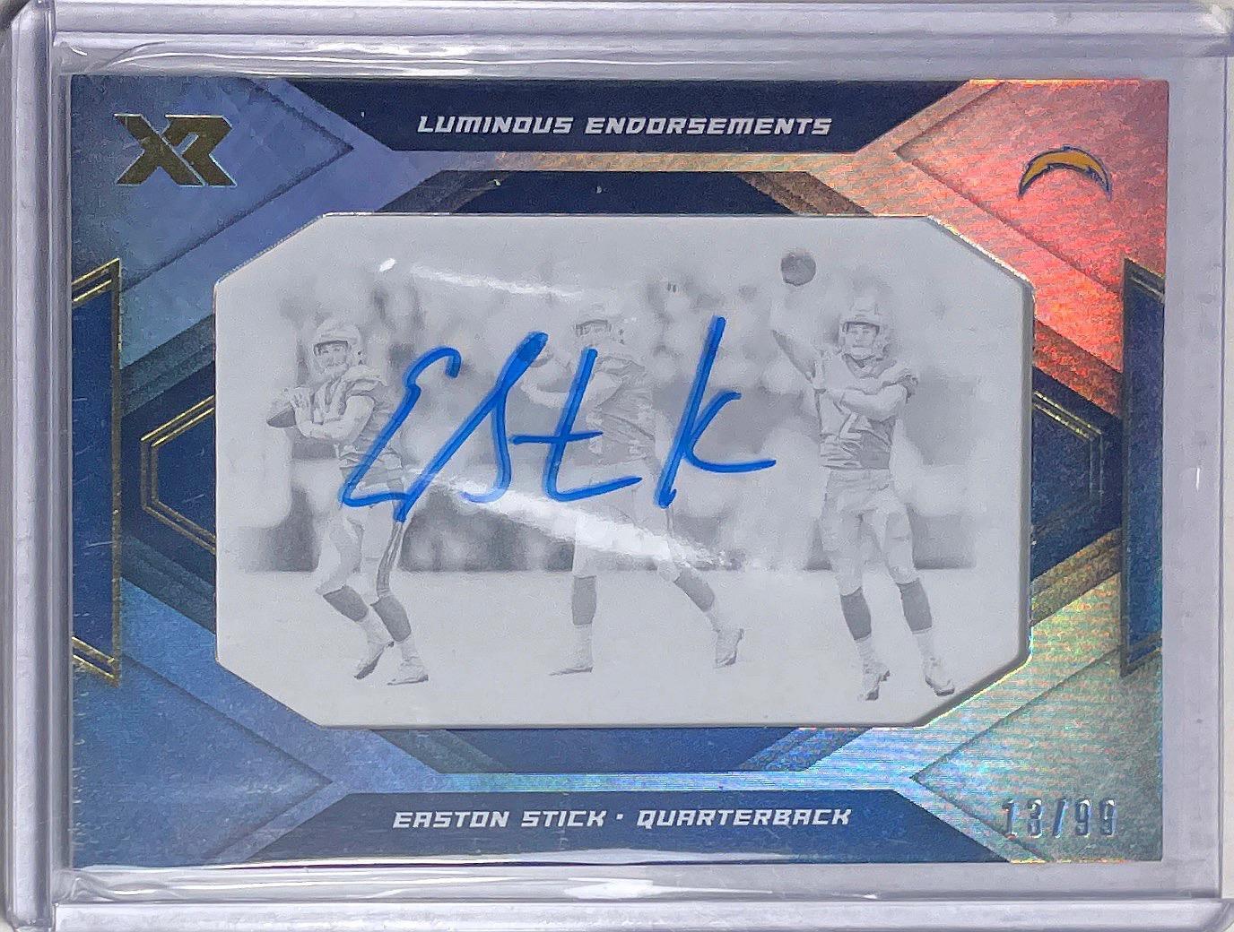 EASTON STICK 2019 PANINI XR LUMINOUS ENDORSEMENTS ON CARD AUTO RC #D 13/99