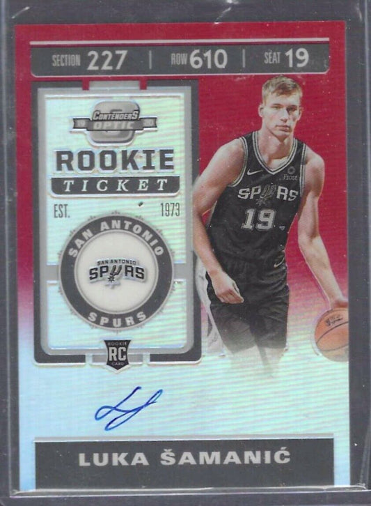 LUKA SAMANIC 2019-20 OPTIC CONTENDERS RED HOLO ROOKIE TICKET AUTO RC #D 088/149