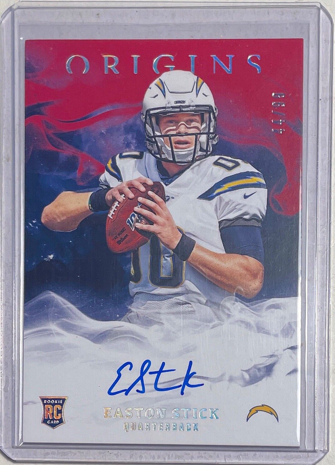 EASTON STICK 2019 PANINI ORIGINS RED ON CARD AUTO ROOKIE RC #D 44/99