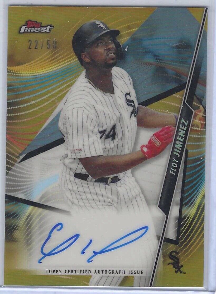 ELOY JIMENEZ 2020 TOPPS FINEST GOLD REFRACTOR ON CARD AUTO #D 22/50