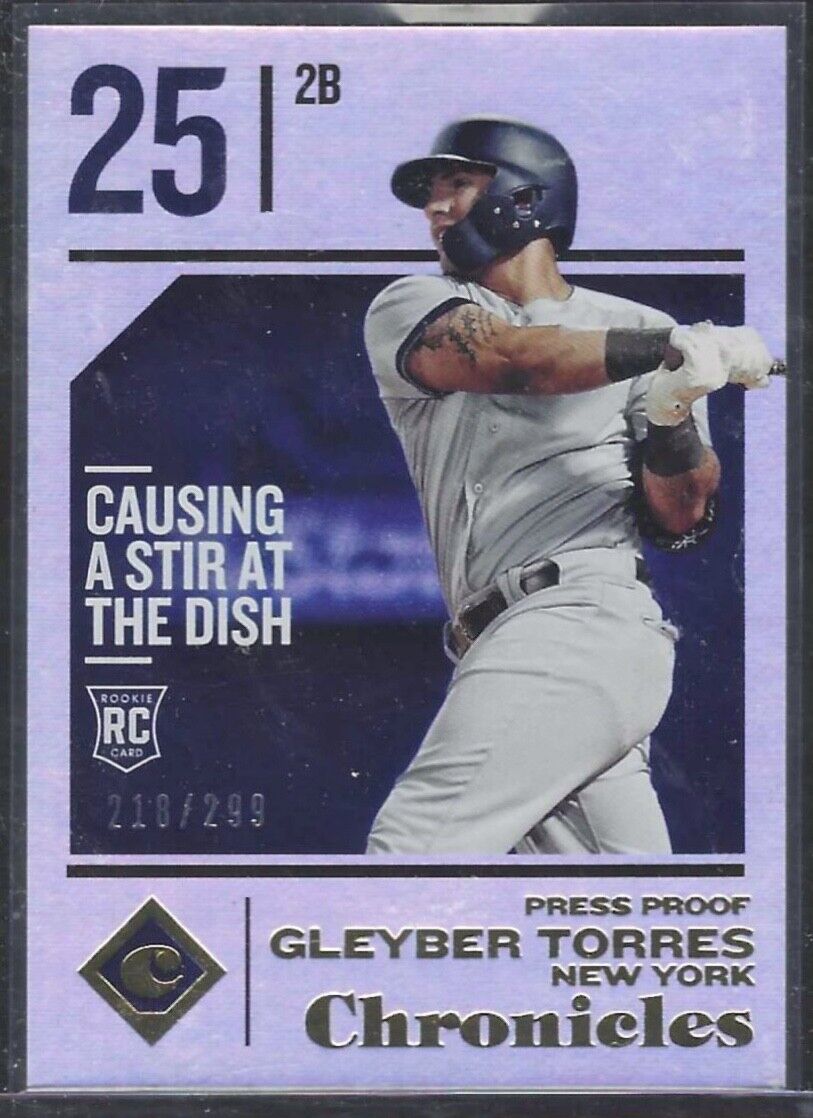 GLEYBER TORRES 2018 PANINI CHRONICLES SILVER FOIL PRESS PROOF RC #D 218/299