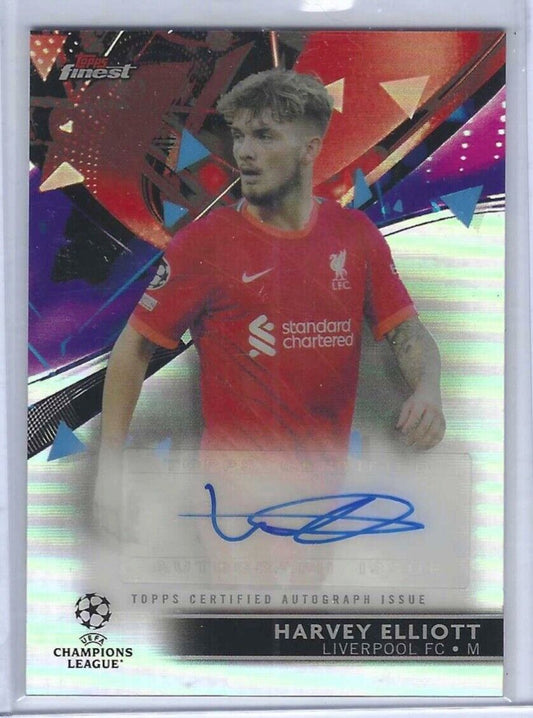 HARVEY ELLIOTT 2021-22 TOPPS FINEST UCL SILVER REFRACTOR ROOKIE AUTO RC #BA-HE