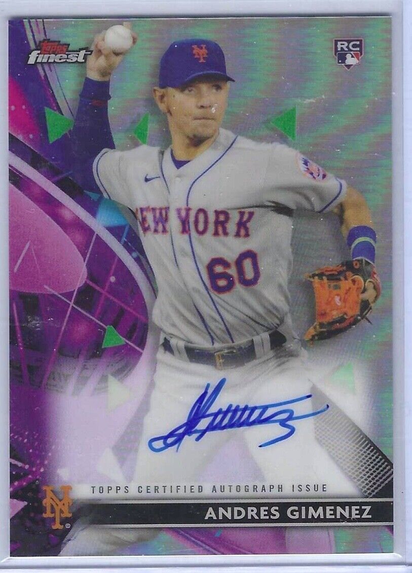 ANDRES GIMENEZ 2021 TOPPS FINEST REFRACTOR ROOKIE ON CARD AUTO RC #FA-AG