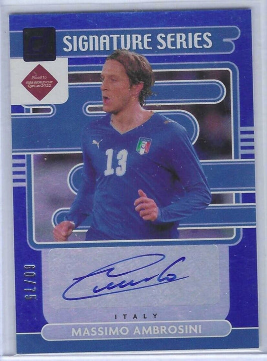 MASSIMO AMBROSINI 2021-22 DONRUSS ROAD QATAR BLUE SIGNATURE SERIES AUTO #D 60/75