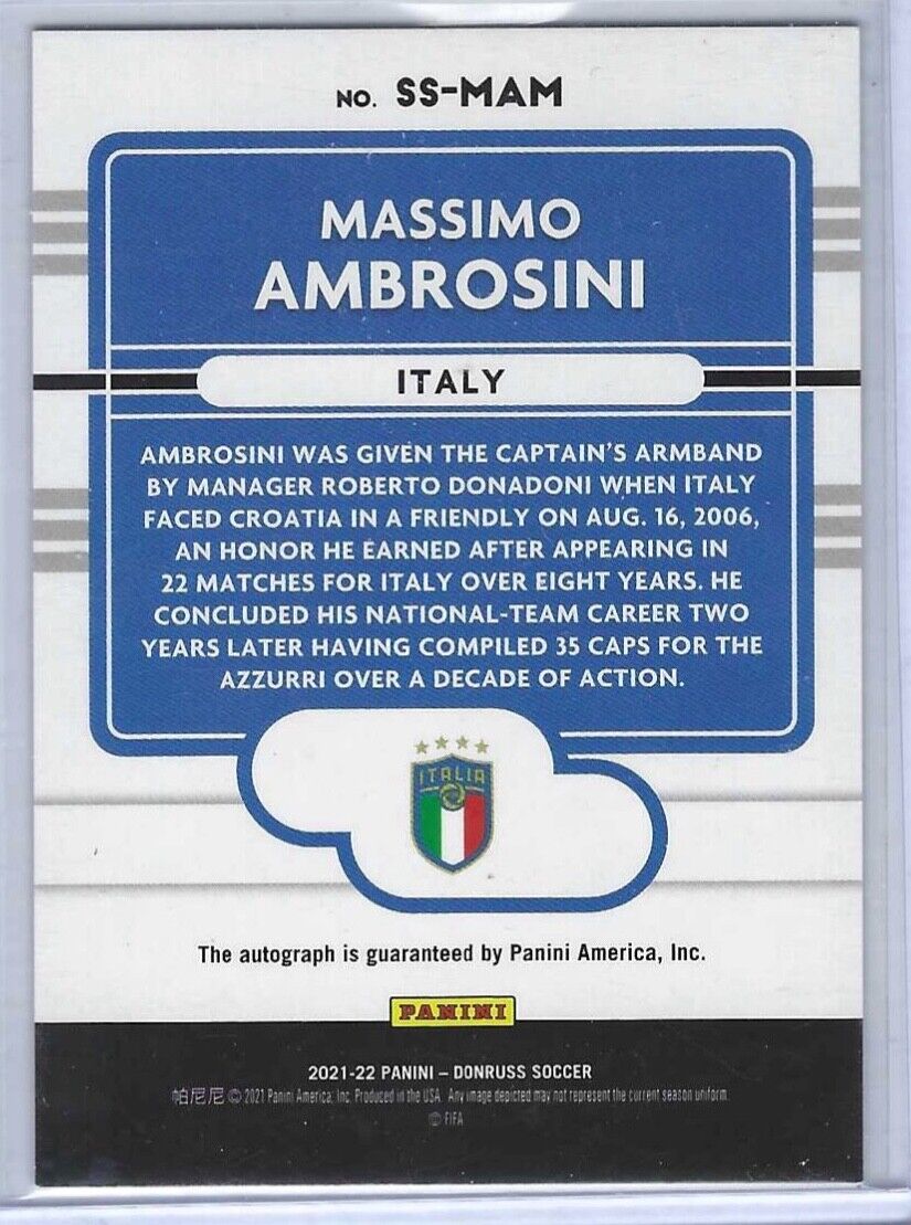MASSIMO AMBROSINI 2021-22 DONRUSS ROAD QATAR BLUE SIGNATURE SERIES AUTO #D 60/75