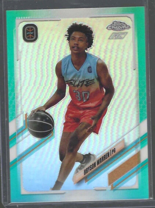 BRYSON WARREN 2021-22 TOPPS CHROME OTE AQUA REFRACTOR RC #D 118/199