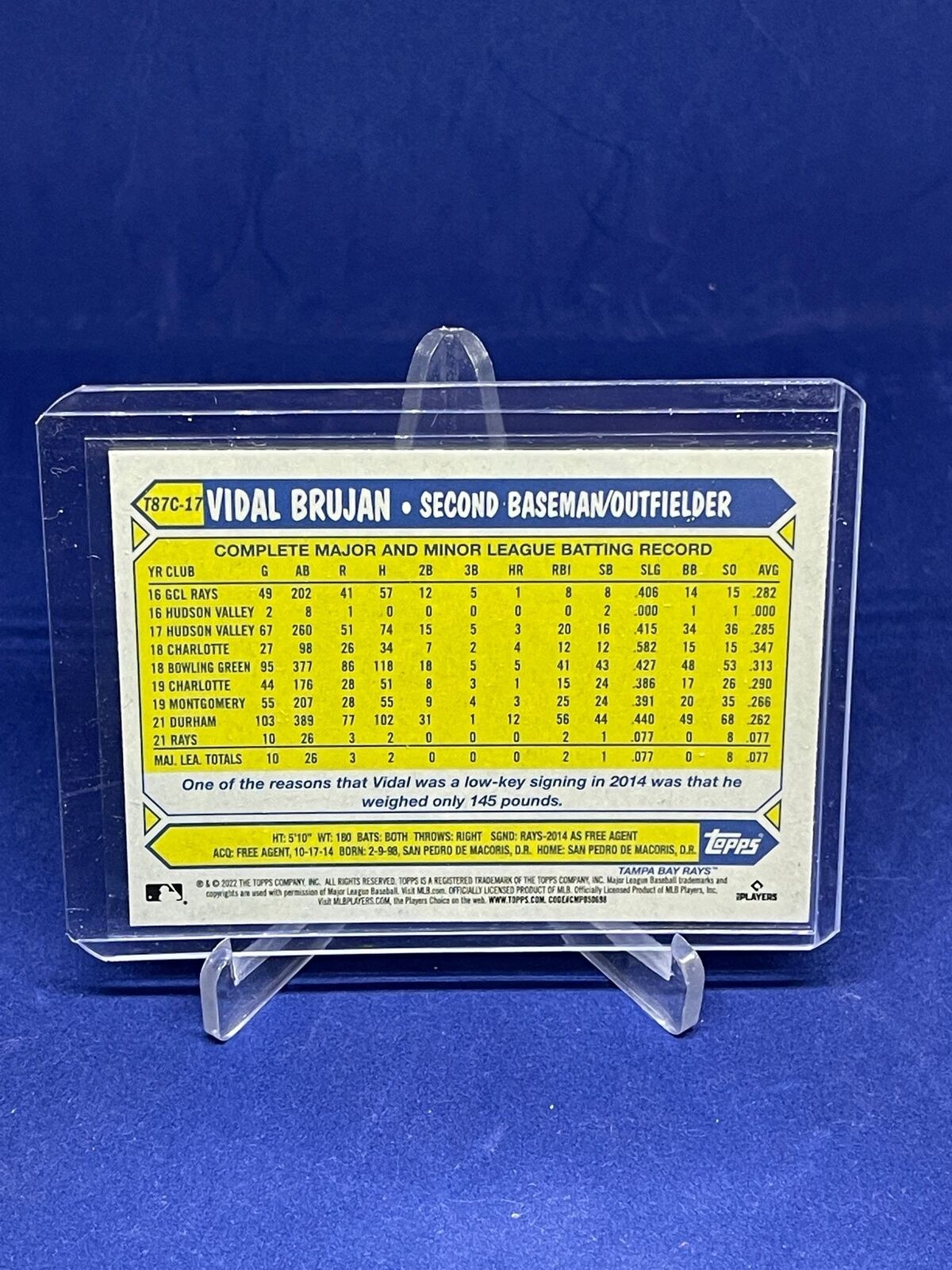 VIDAL BRUJAN 2022 TOPPS CHROME 1987 SILVER PACK MOJO REFRACTOR ROOKIE RC