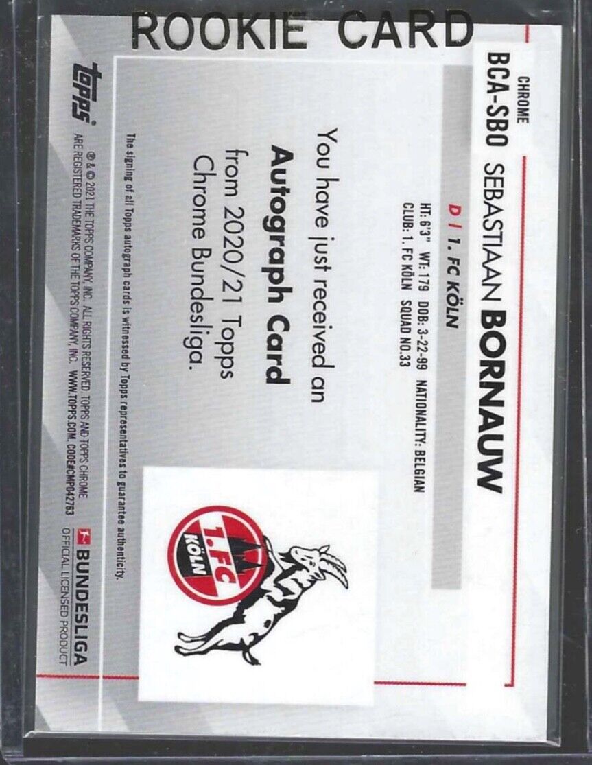 SEBASTIAAN BORNAUW 2020-21 TOPPS CHROME BUNDESLIGA SILVER REFRACTOR AUTO #BCASBO