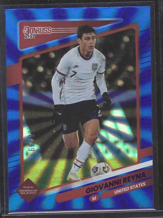 GIOVANNI REYNA 2021-22 PANINI DONRUSS ROAD TO QATAR BLUE LASER FOIL USA #D 16/49