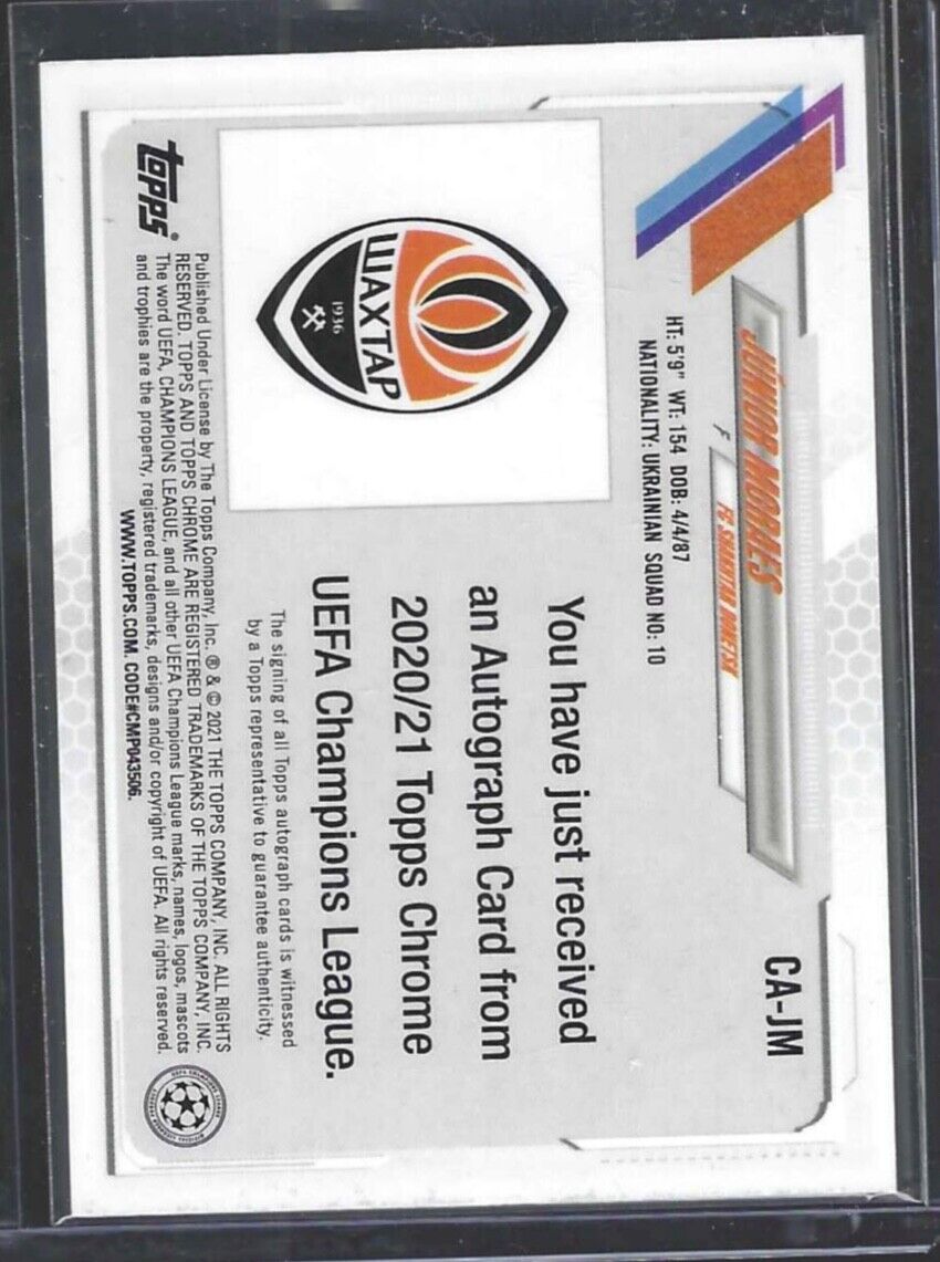 JUNIOR MORAES 2020-21 TOPPS CHROME UEFA SILVER REFRACTOR AUTO #CA-JM