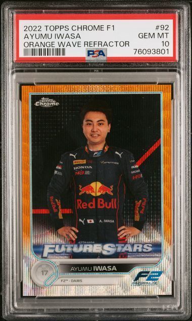 AYUMU IWASA 2022 TOPPS CHROME F1 ORANGE WAVE REFRACTOR #D 12/25 PSA 10 POP 2
