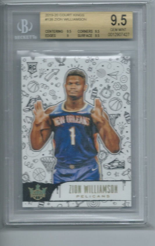 ZION WILLIAMSON 2019-20 PANINI COURT KINGS LEVEL 3 SSP RC #138 BGS 9.5 GEM MINT