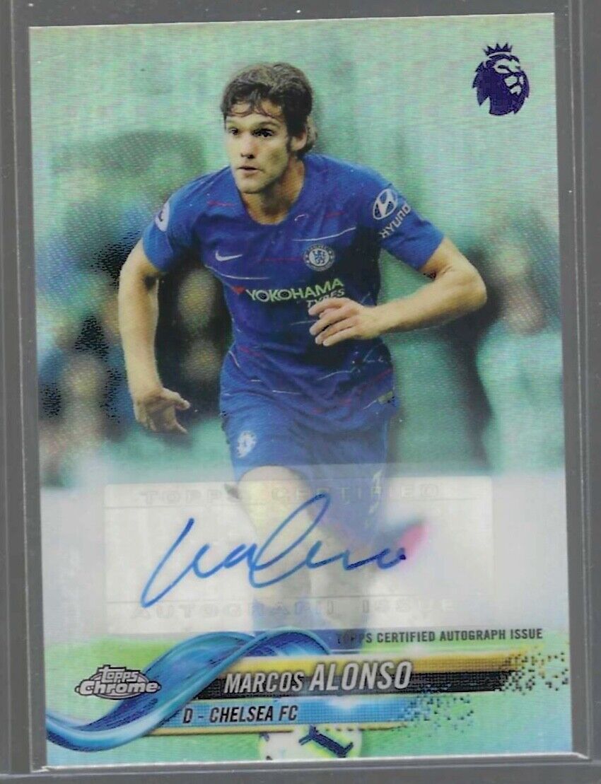 MARCOS ALONSO 2018-19 TOPPS CHROME EPL SILVER REFRACTOR AUTO #78