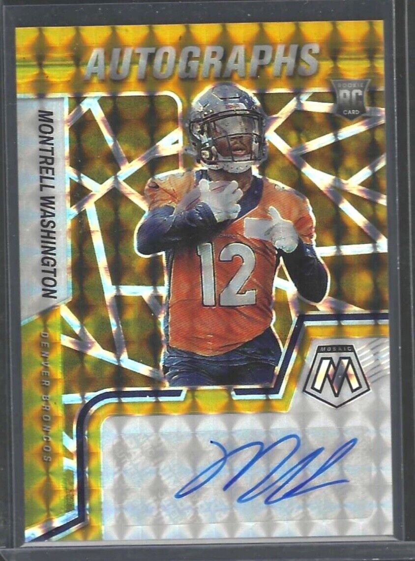 MONTRELL WASHINGTON 2022 PANINI MOSAIC GOLD PRIZM ROOKIE AUTO RC #D 02/10