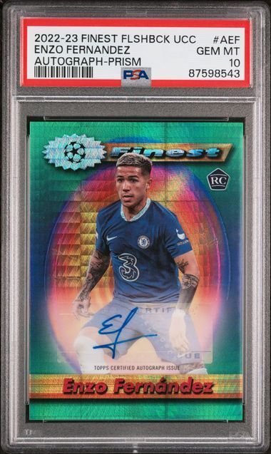 ENZO FERNANDEZ 2022-23 FINEST FLASHBACKS PRISM AUTO RC #D 9/35 PSA 10 POP 1/1