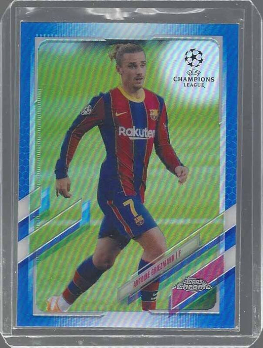 ANTOINE GRIEZMANN 2020-21 TOPPS CHROME CHAMPIONS LEAGUE BLUE REFRACTOR #D 52/150