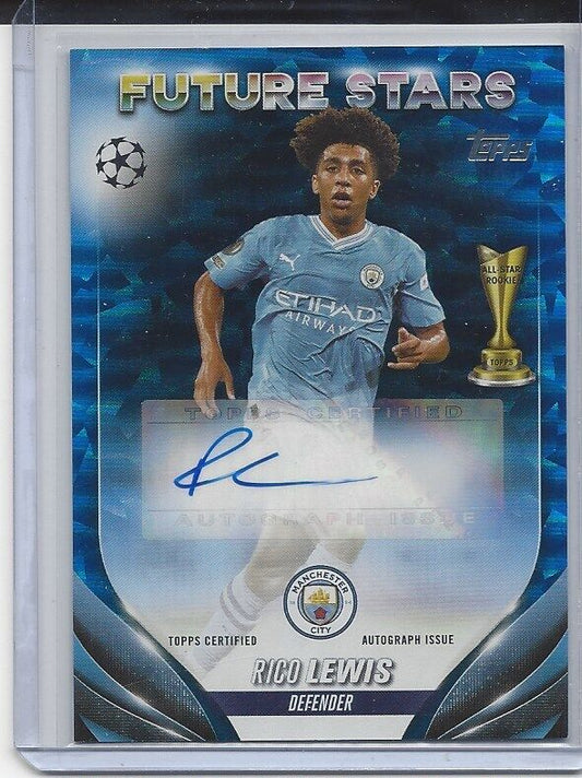 RICO LEWIS 2023-24 TOPPS CLUB COMPETITION ICY BLUE FOIL MANCHESTER CITY AUTO /99