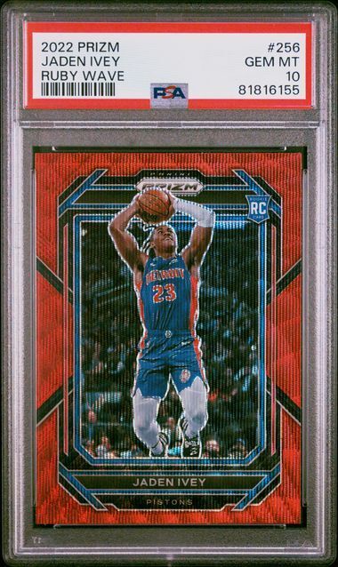 JADEN IVEY 2022-23 PANINI PRIZM RUBY WAVE PRIZMS RC #256 PSA 10 GEM MINT