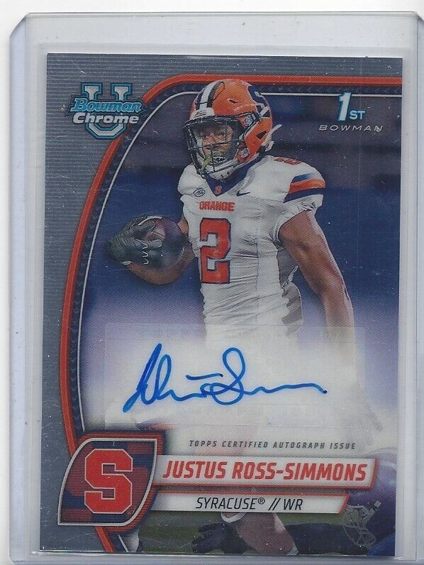 JUSTUS ROSS-SIMMONS 20224 BOWMAN CHROME UNIVERSITY 1ST SYRACUSE AUTO