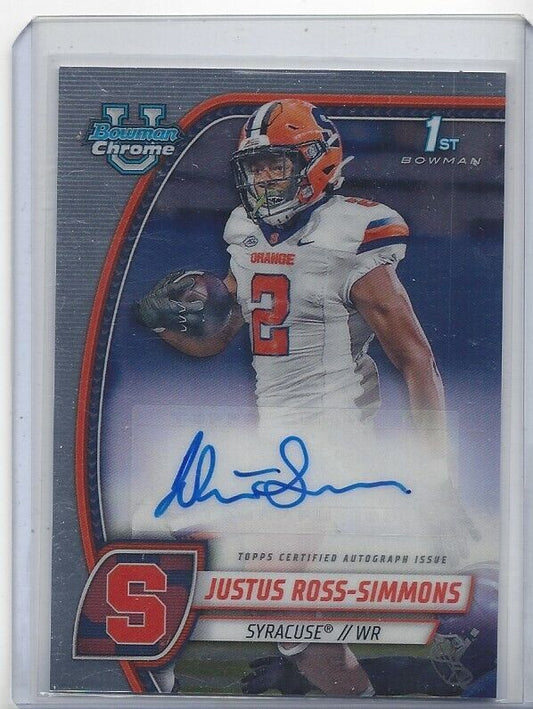 JUSTUS ROSS-SIMMONS 20224 BOWMAN CHROME UNIVERSITY 1ST SYRACUSE AUTO