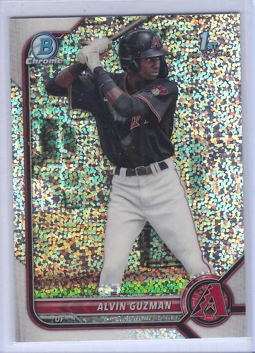 ALVIN GUZMAN 2022 BOWMAN CHROME SPARKLE REFRACTOR 1ST PROSPECT #D 025/299