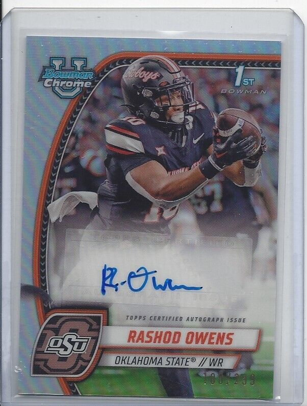 RASHOD OWENS 20224 BOWMAN CHROME UNIVERSITY 1ST OK ST REFRACTOR AUTO #D /299