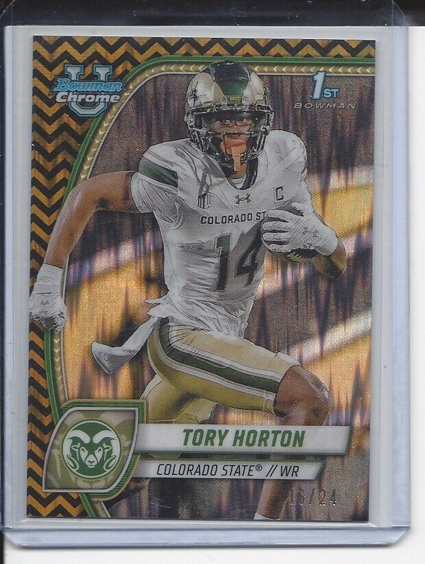 TORY HORTON 20224 BOWMAN CHROME UNIVERSITY 1ST BLACK GOLD REFRACTOR #D 16/24