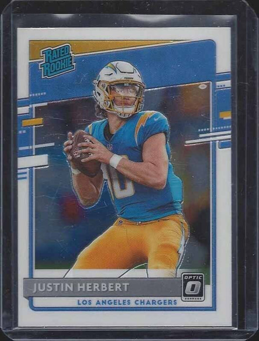 JUSTIN HERBERT 2020 DONRUSS OPTIC CHARGERS RATED ROOKIE TRUE RC #153