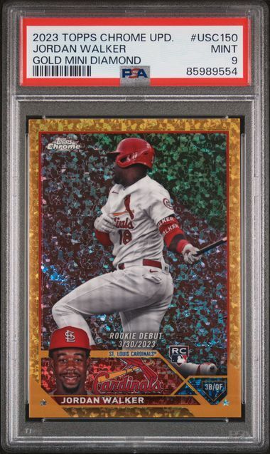 JORDAN WALKER 2023 TOPPS CHROME UPDATE GOLD MINI DIAMOND REFRACTOR RC /50 PSA 9